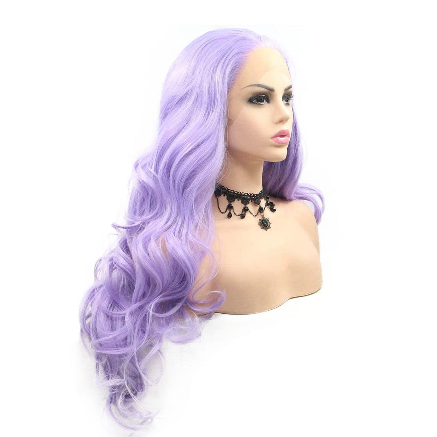 AFBeauty Purple Wig Lace Front Synthetic Hair Long Heat Resistant Wavy Middle Part Wigs for Women Natural Hairline Lilac Lavender Colour 22 Inches Hand Tied Lace Wig Drag Queen Cosplay Daily