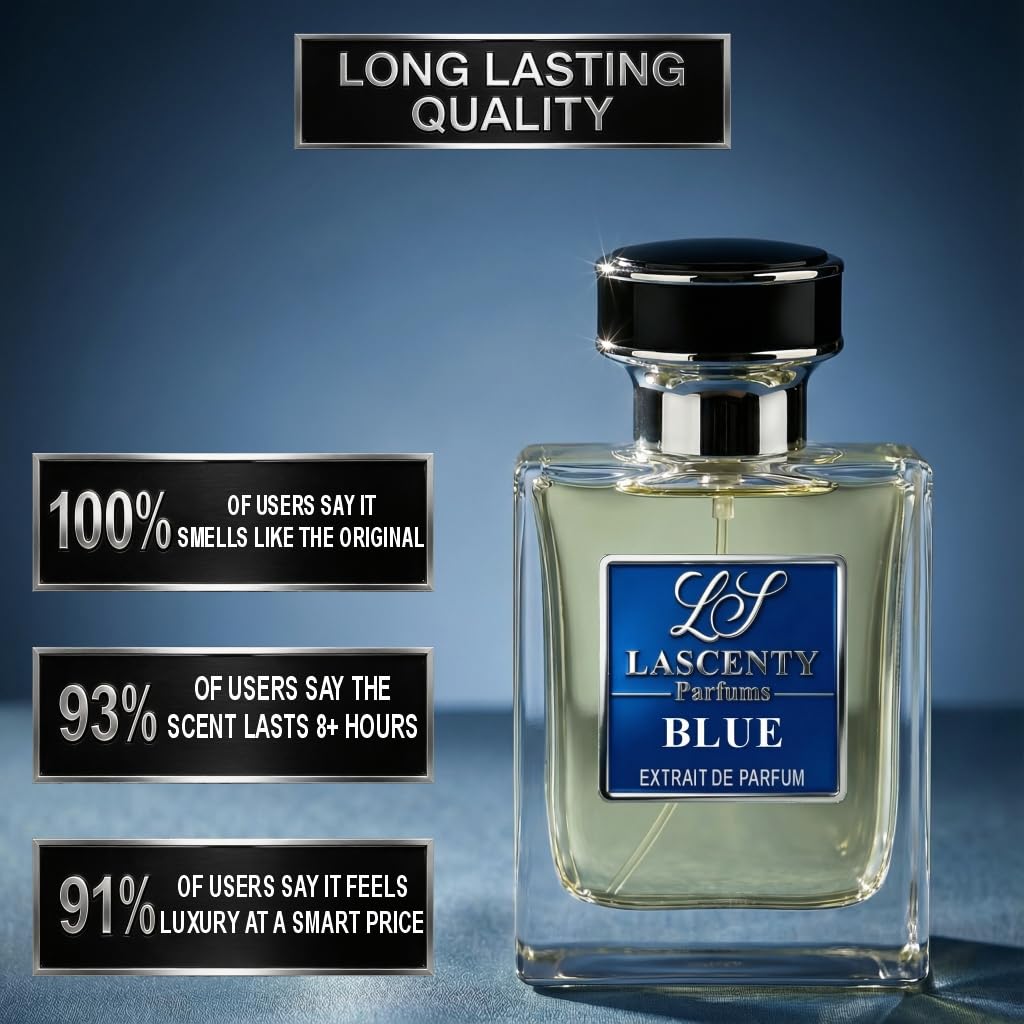 LaScenty BLUE Cologne Inspired by BLEU DE Chnl for Men (1.7oz / 50ml) | Extrait de Parfum | Long-Lasting Fresh Woody Aromatic Scent | Signature Bold Perfume | Luxury Fragrance