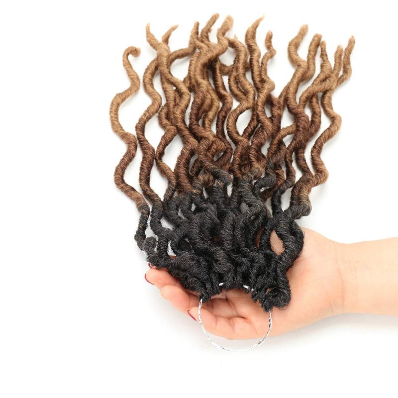 Eliza Wavy Gypsy LocsOmbre Crochet Hair 14" 8Packs/Lot Goddess Locs Synthetic Faux Locs African Roots Dreadlocs Synthetic Braiding Hair Extensions for Black Women(14",8Packs,OM3T3027)