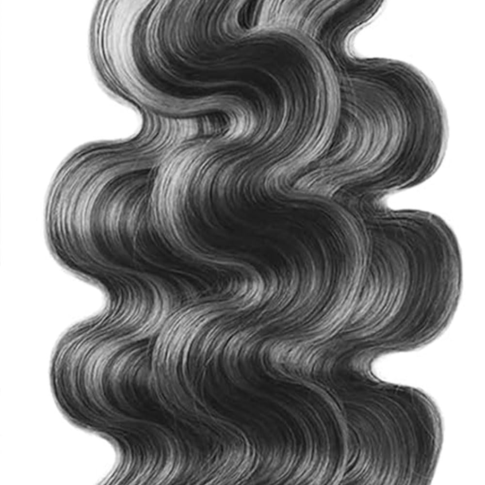 Bafamiya Highlight Grey Human Hair Bundles Body Wave 14 16 18 Inch P1B/Grey Bundles Human Hair 3 Bundle 300g Total Unprocessed Brazilian Virgin Hair for Black Women