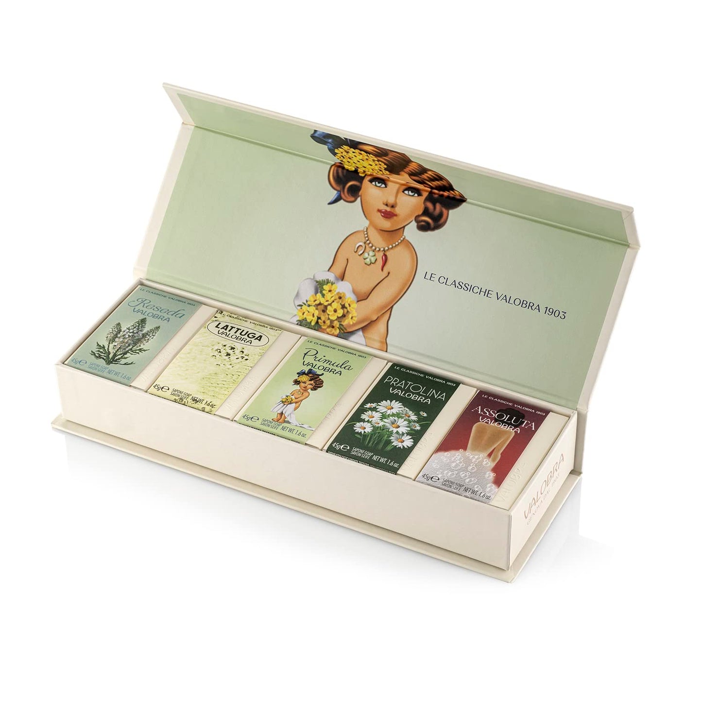 Valobra Bar Soap Discovery Set Gift Box, All 5 Soap Formulas, Variety Pack of 5 Bars, 1.6oz/45g Each