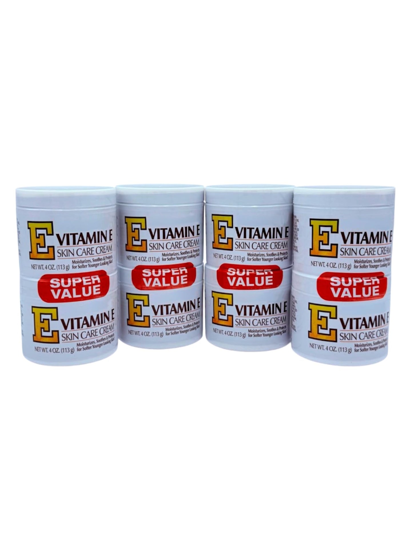 Vitamin E Skin Care Cream 4oz Jar (Super Value Twin Pack) – Intensive Moisturizer for Dry Skin – pack 4