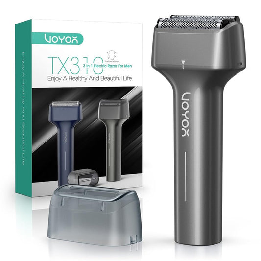 VOYOR Electric Foil Shavers for Men, Portable Mens Razors for Shaving Face with Wet & Dry, Rechargeable Mens Shaver, Lightweight Cordless Travel Razor with Precision Blades & Travel Lock TX310 Gray