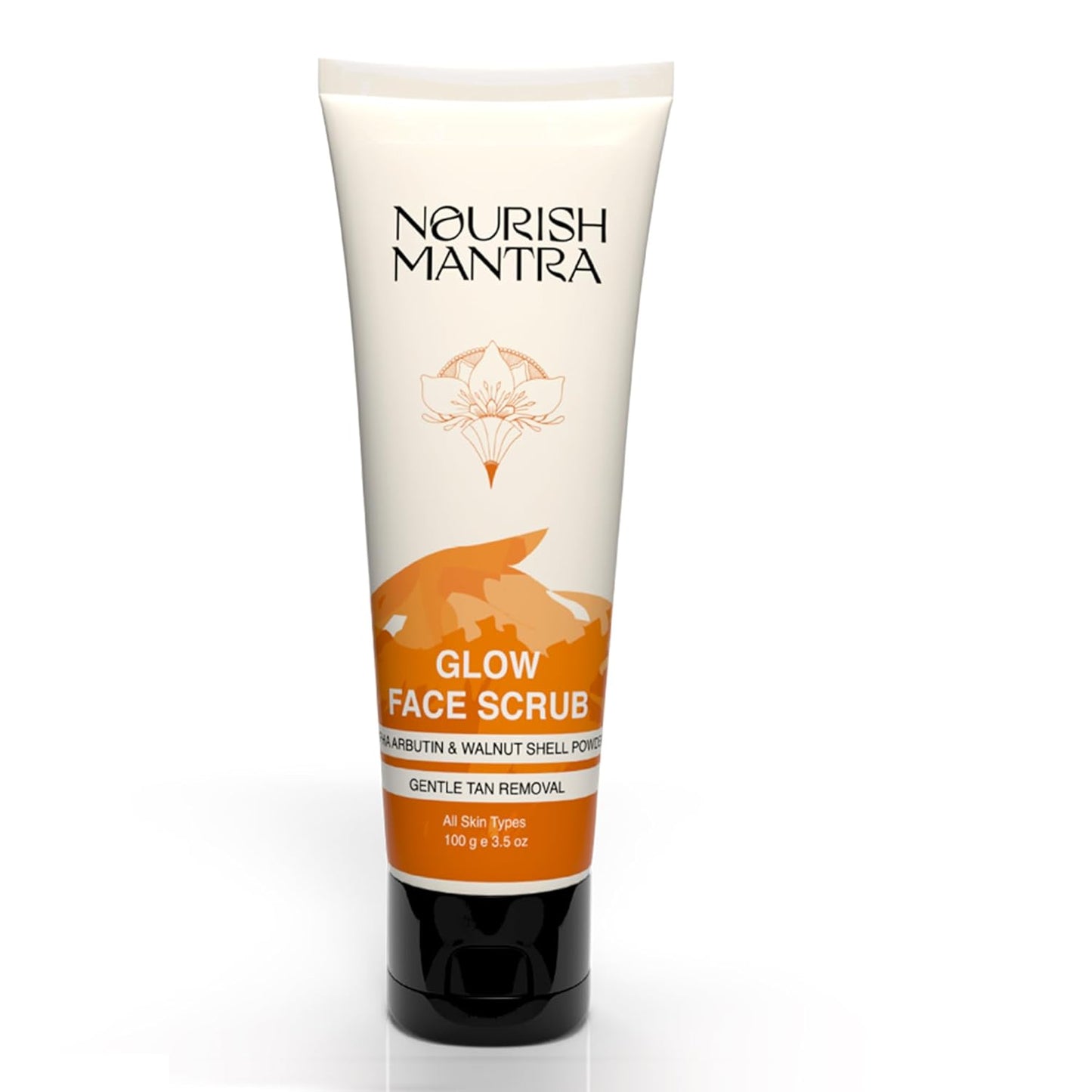 Glow Face Scrub - Tan Removal & Gentle Exfoliation | Walnut Shell Powder, Alpha Arbutin, Hyaluronic Acid | 100 ml, All Skin Types