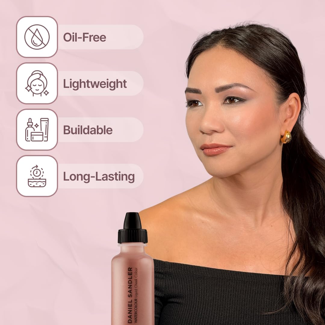Daniel Sandler WATERCOLOUR LIQUID ILLUMINATOR 'ELEGANCE' 15ml – Liquid Shimmer Makeup, Highlighter – Oil-Free, Lightweight, Buildable & Long-Lasting for Cheeks, Lips