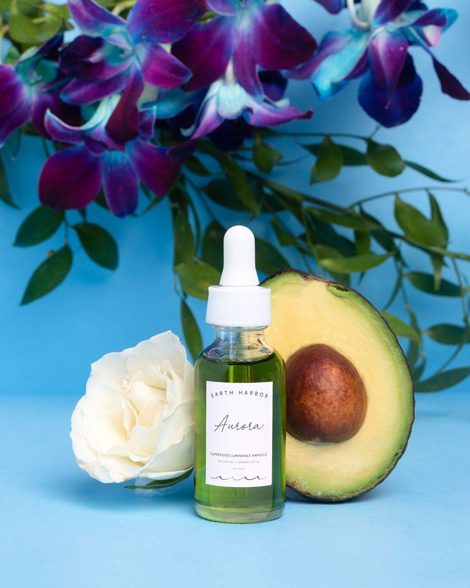 Earth Harbor | AURORA Superfood Clarity Concentrate | 100% Botanical Skin Treatment | Calm and Illuminate | Seaweed & Cannabis Sativa |1 fl oz