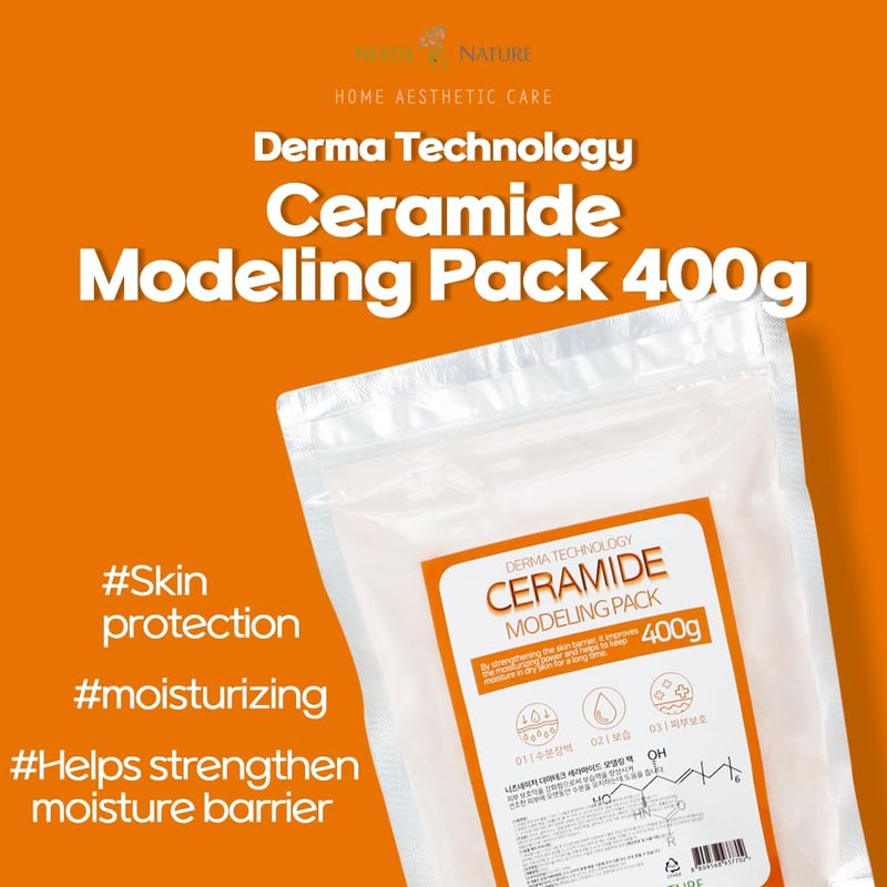 Modeling Mask with Ceramide for Face – NEEDS NATURE | Moisturizing & Barrier Repair Peel-Off Rubber Mask | Korean Skincare | Home Spa Treatment | 400g Powder Pack with Mixing Tools