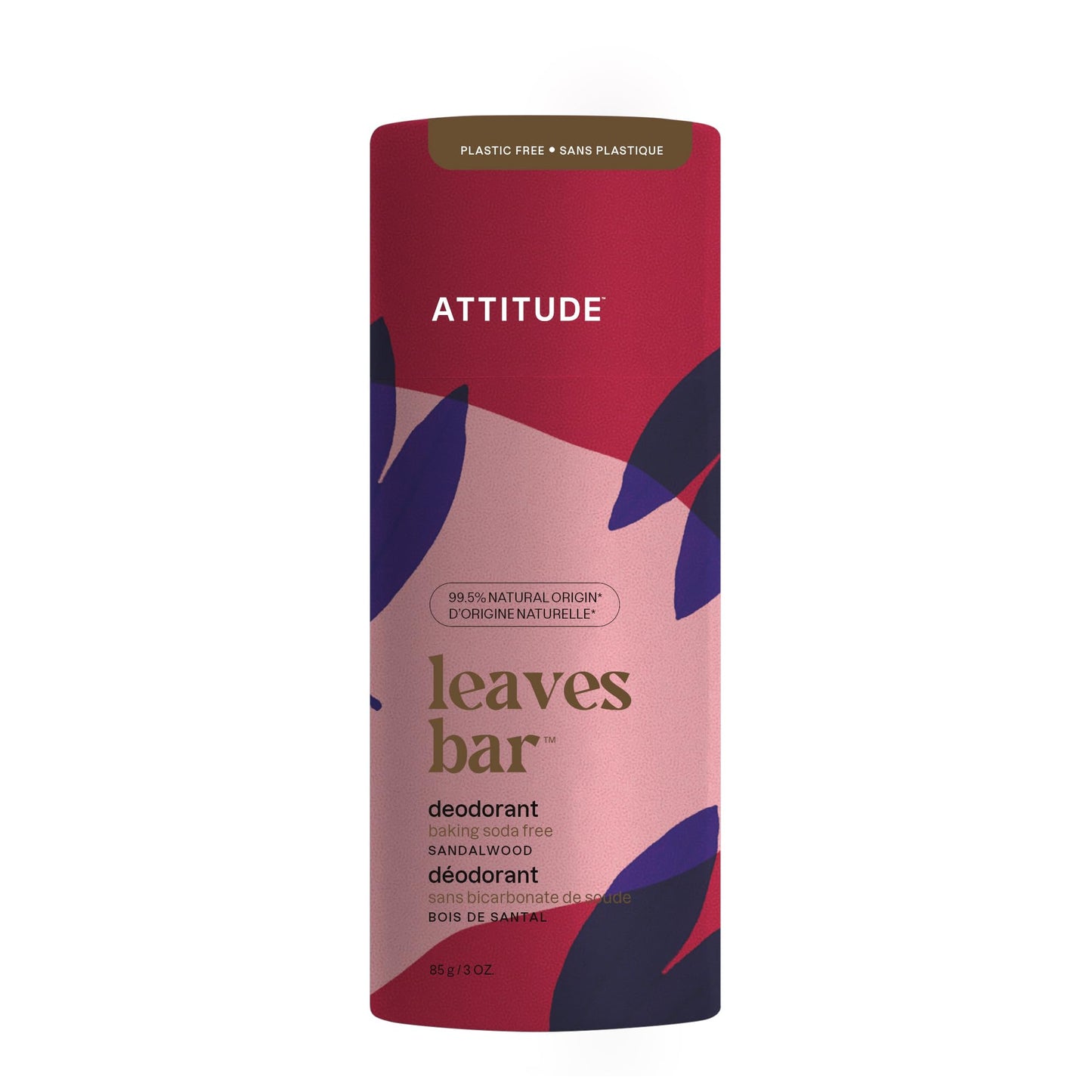 ATTITUDE Natural Deodorant, Aluminum-free, Odor Control & Long Lasting, Nourishing Ingredients, Castor and Jojoba Oils, Baking Soda-free, EWG Verified, For Men and Women, Sandalwood, 3 Oz