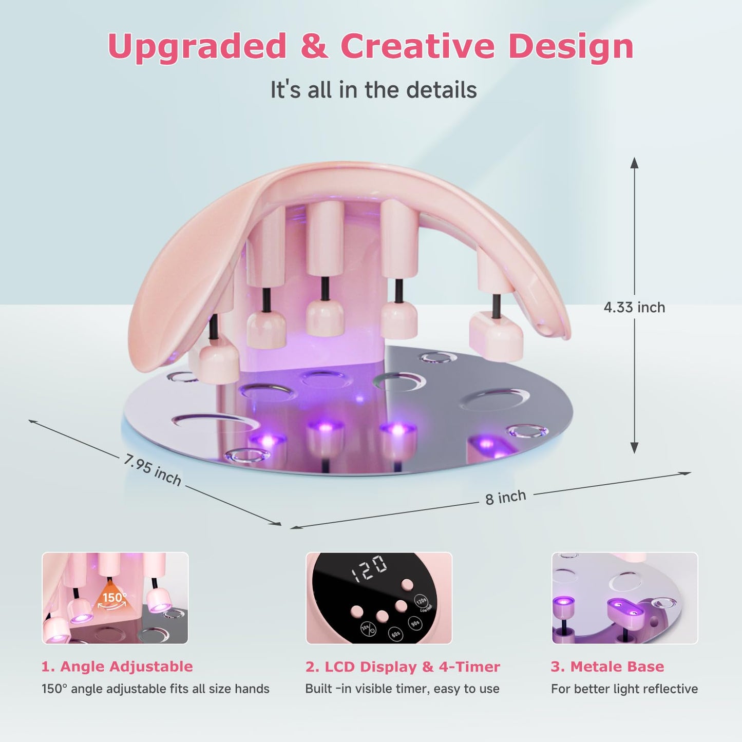 Rechargeable LED Nail Lamp, Meremit 49W Nail Curing Lamps for Gel Polish, UV Nail Light with 4-Timer Setting and Flexible Angle Adjustable, Professional LED Nail Dryer for Fingernails & Toenails