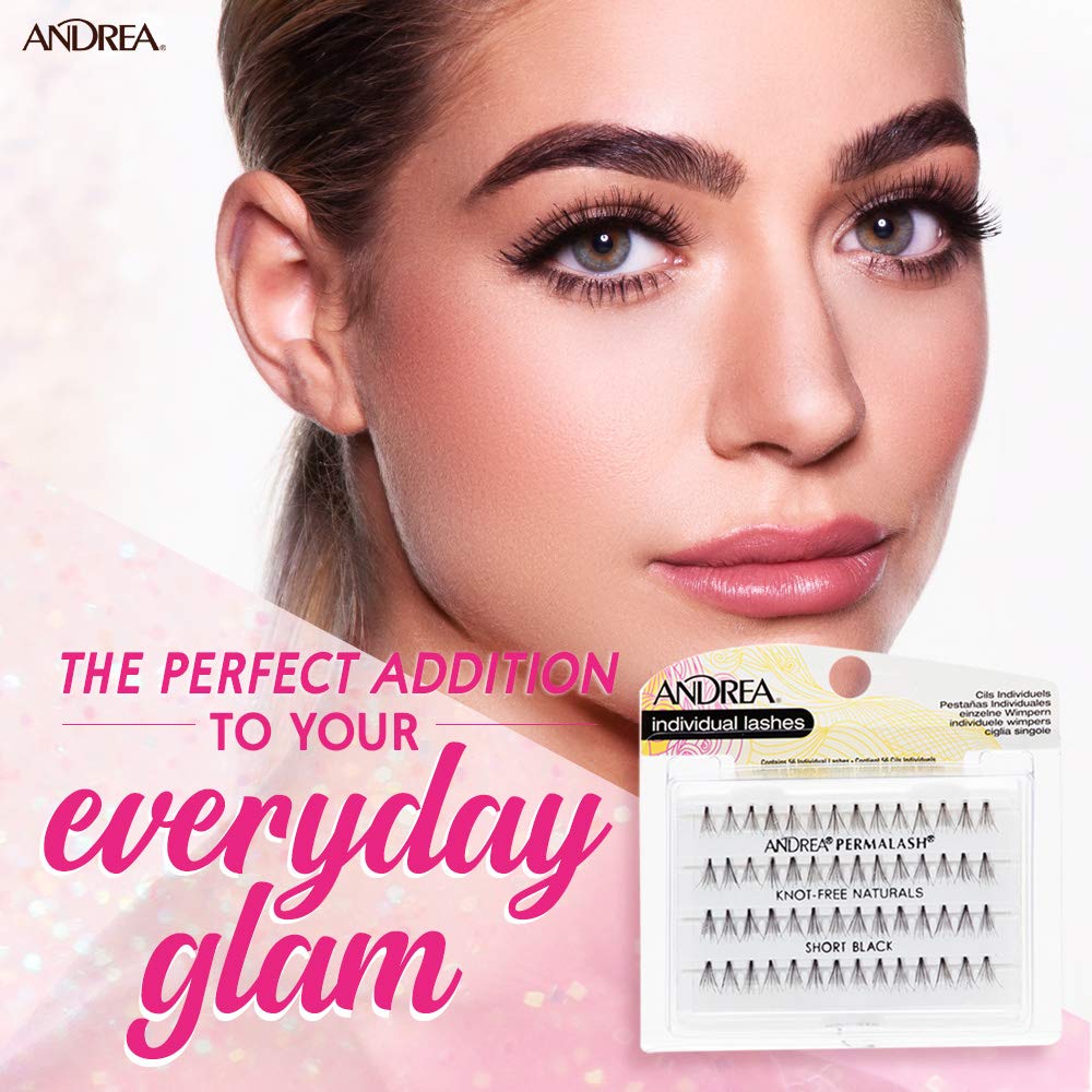 Andrea Knot-Free Naturals Individual Lashes - Short, Black, Natural Look DIY Lash Clusters, Reusable Eyelash Extensions, 2 Pack