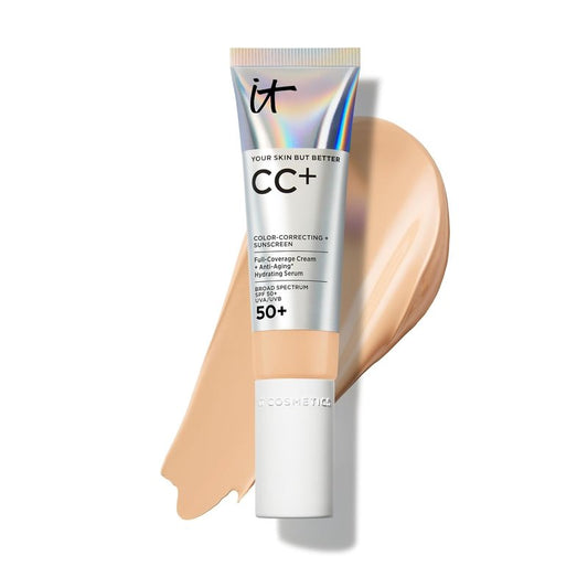 IT Cosmetics CC+ Cream - Full Coverage Foundation With SPF 50+ | Color Corrector & Anti-Aging Serum, Lightweight Formula