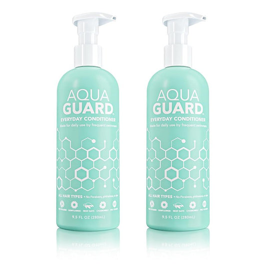 Aqua Guard Everyday Conditioner for Swimmers - Softens Hair & Removes Chlorine Damage | Vegan, 9.5 oz (2-Pack)