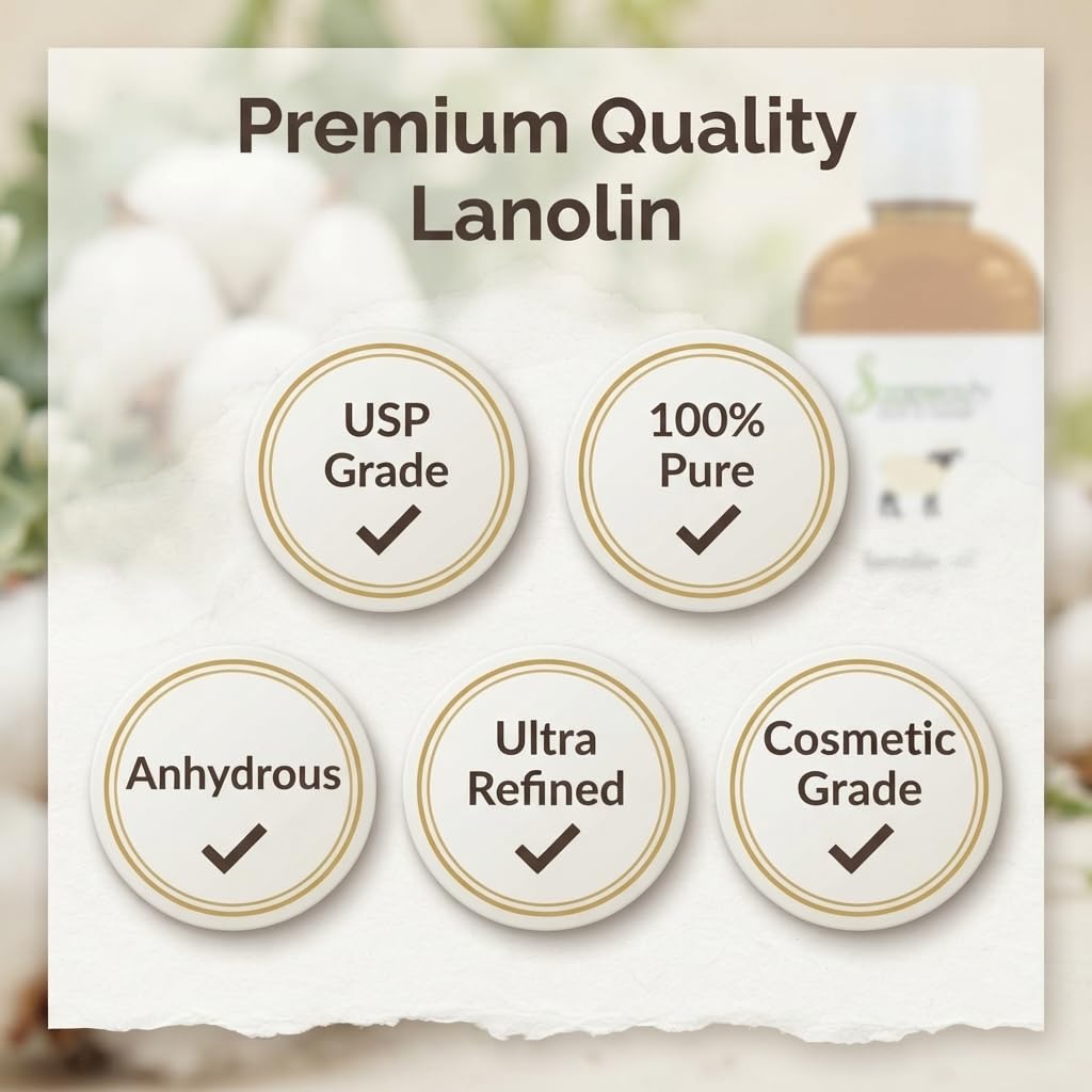 Lanolin Oil 100% Natural Moisturizing Carrier Oil Skin Hair 16 fl oz