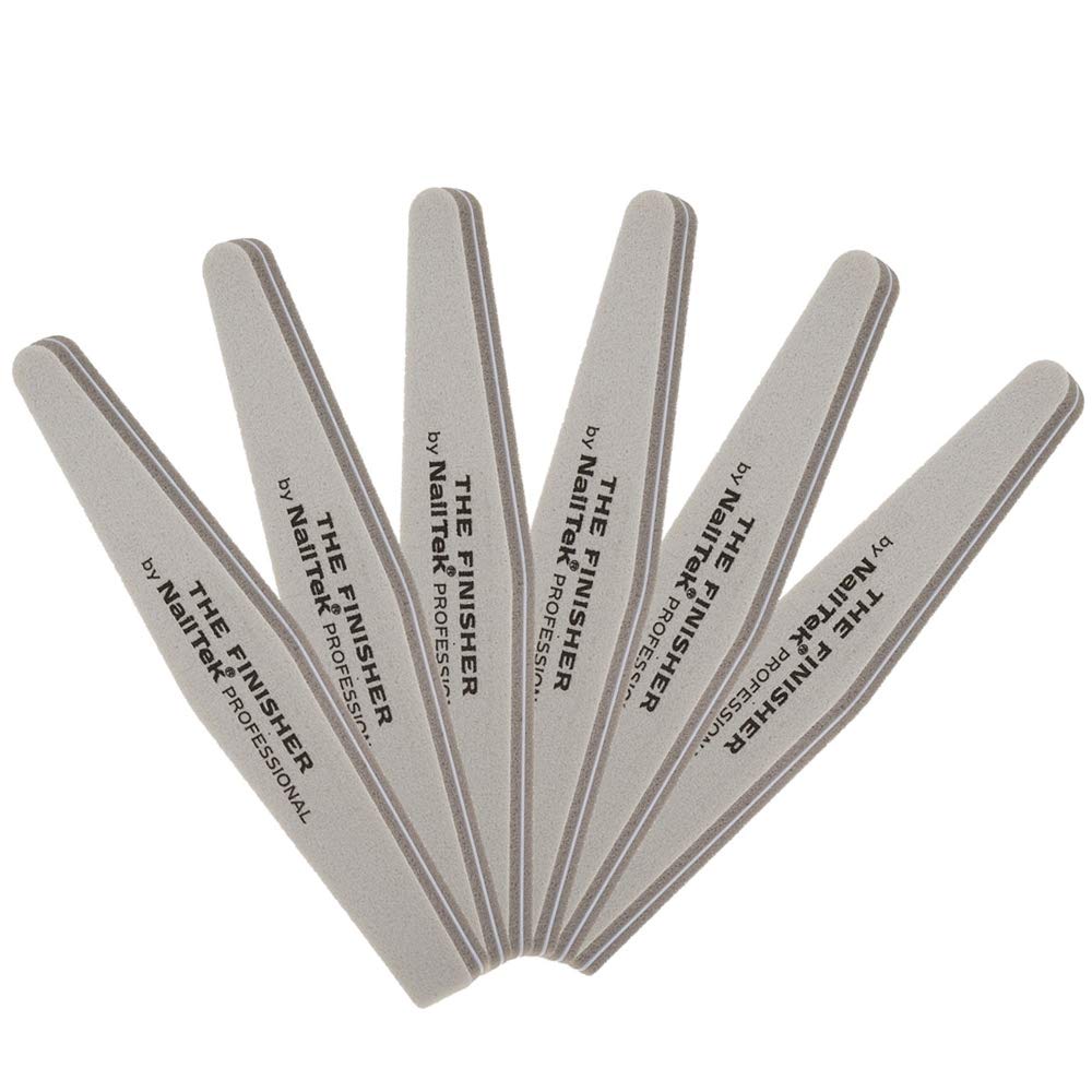 Nail Tek The Finisher Nail File – Double-Sided 240/400 Grit Files for Natural Nails, Acrylic & Gel, Manicure and Pedicure Kit Supplies, 6 Pack