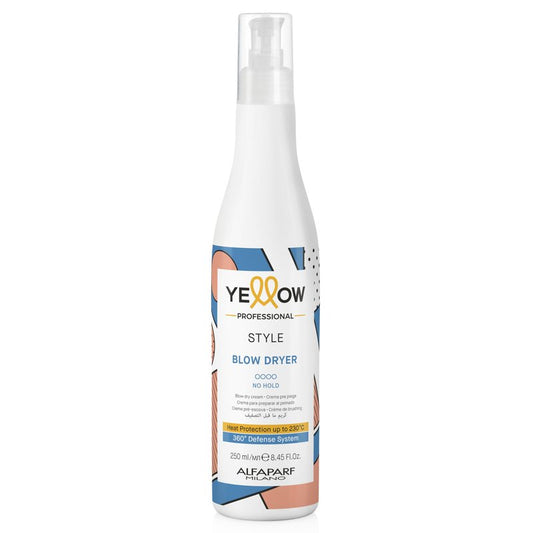 ALFAPARF MILANO Yellow Style Blow Dry Cream with Thermal Protection - Light Texture - Speeds Up Drying Time - Hydrates and Protects - Vegan Formula