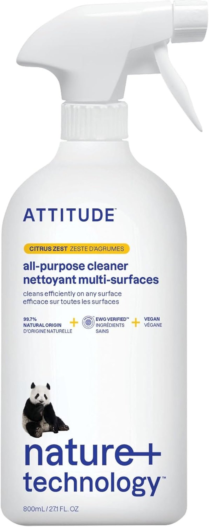 All Purpose Cleaner Spray - EWG Verified Vegan Formula | 94% Plant-Based Ingredients, Streak-Free, Citrus Zest Scent, 27.1 Fl Oz