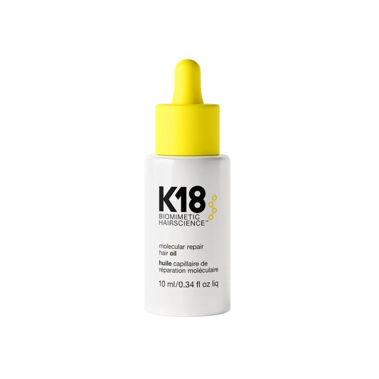 K18 Molecular Repair Hair Oil - Strengthening Peptide Damaged Hair Treatment Oil - 24-Hour Frizz Control + Heat Protectant - Helps Reduce Split Ends + Boost Shine (0.34 Fl oz)