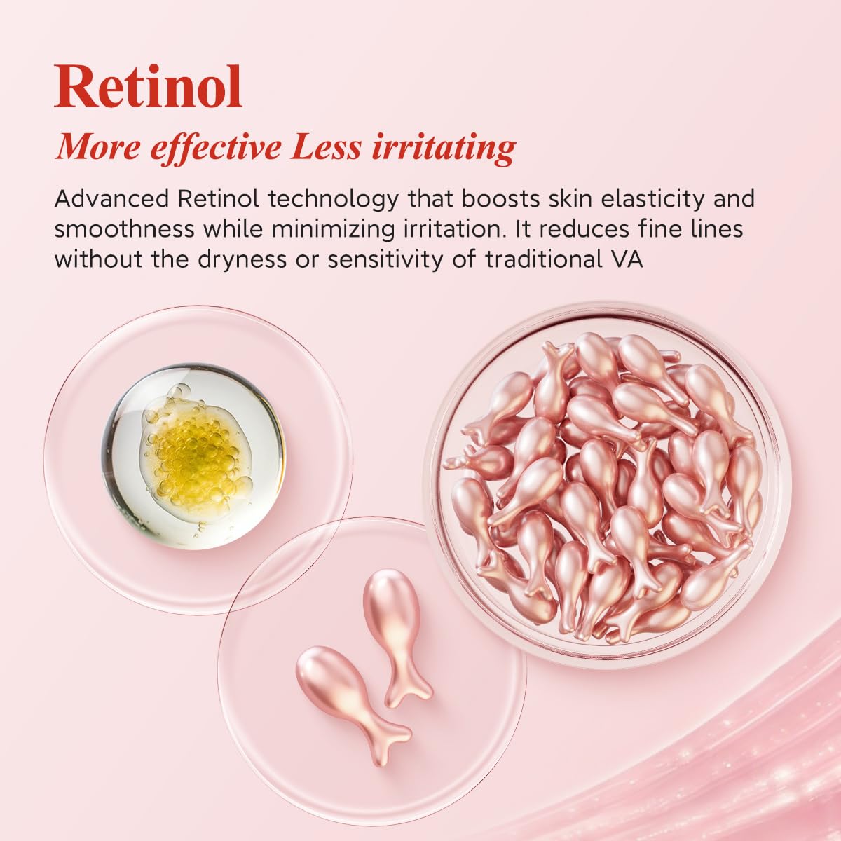 HKH Retinol Serum for Face - Anti Wrinkle Skincare Serum with Vitamin A & E - Capsules with Collagen for Women - Smoothing Fine Lines Firming & Moisturising Skin - Travel Friendly (38+38 ct)