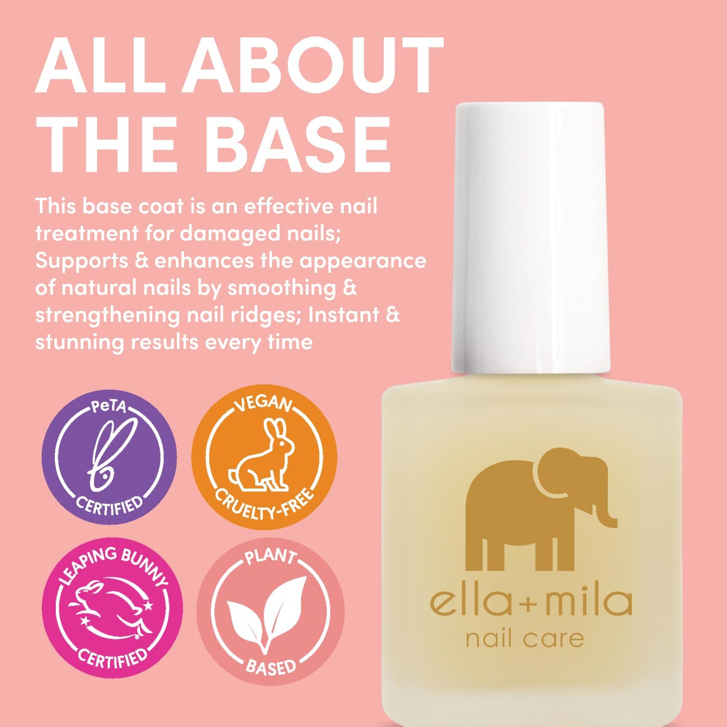 ella+mila Ridge Filler Base Coat - Smoothing Nail Treatment, Clear