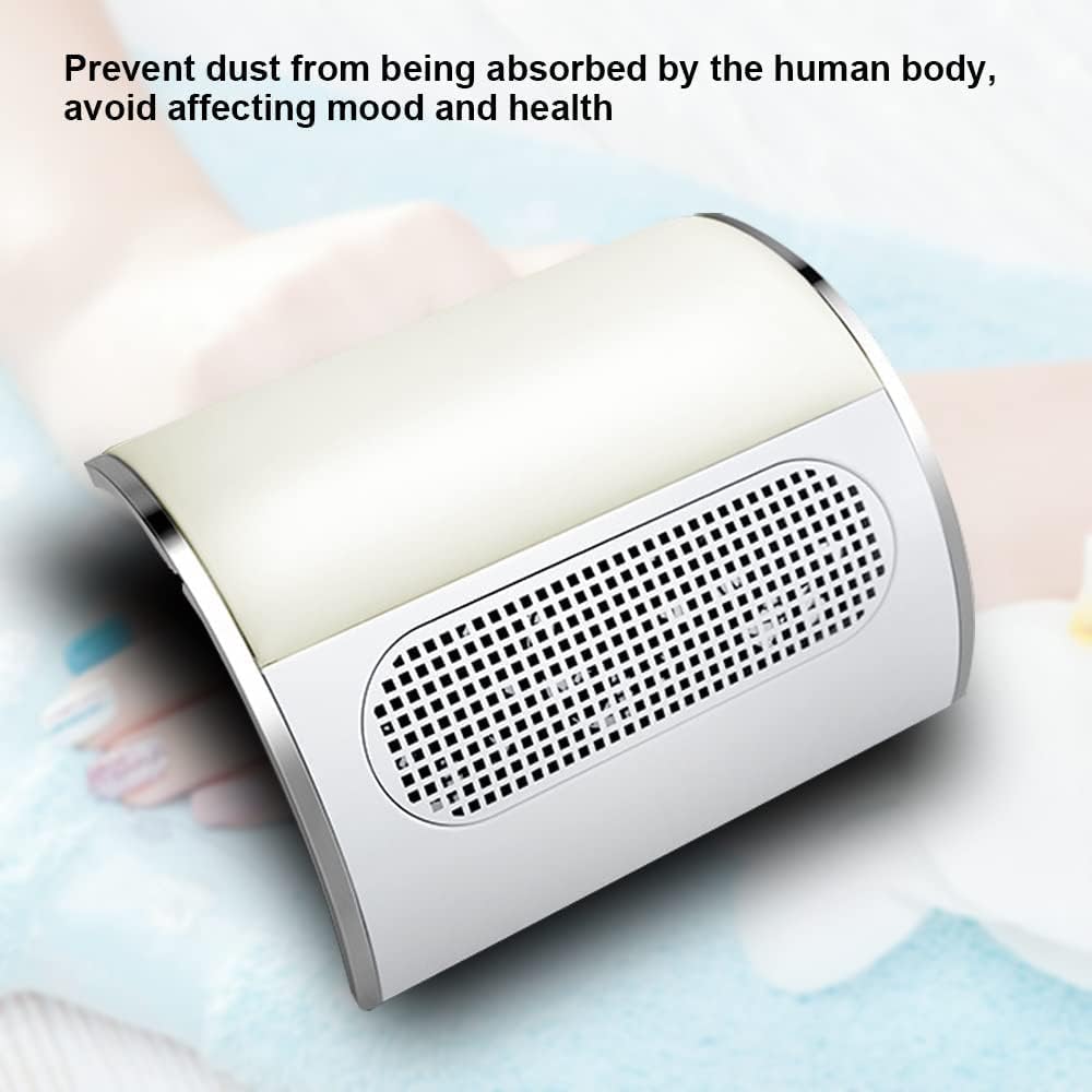 Nail Dust Collector - 80W Adjustable Electric Vacuum for Acrylic Nails | Includes 2 Powerful Fans & Dust Bags (White)