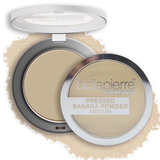 Bellapierre Pressed Banana Setting Powder – Compact Color-Correcting Banana Powder, Matte Translucent Finish, Under-Eye Brightening Baking Powder, Talc-Free, Lightweight – Medium – 0.28 oz