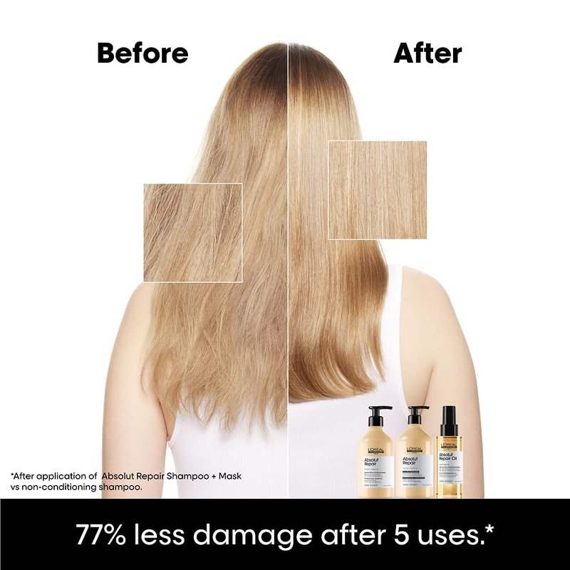 L'Oréal Professionnel Absolut Repair Hair Care Set - Protein Treatment for Dry, Damaged Hair | Shampoo, Conditioner & Mask
