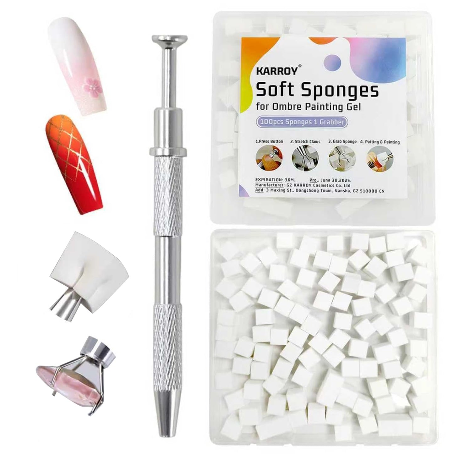 Ombre Nail Gel Set - 9 Colors Sponge Pat Paint for Floral Nail Art, No Wipe, UV/LED Curing