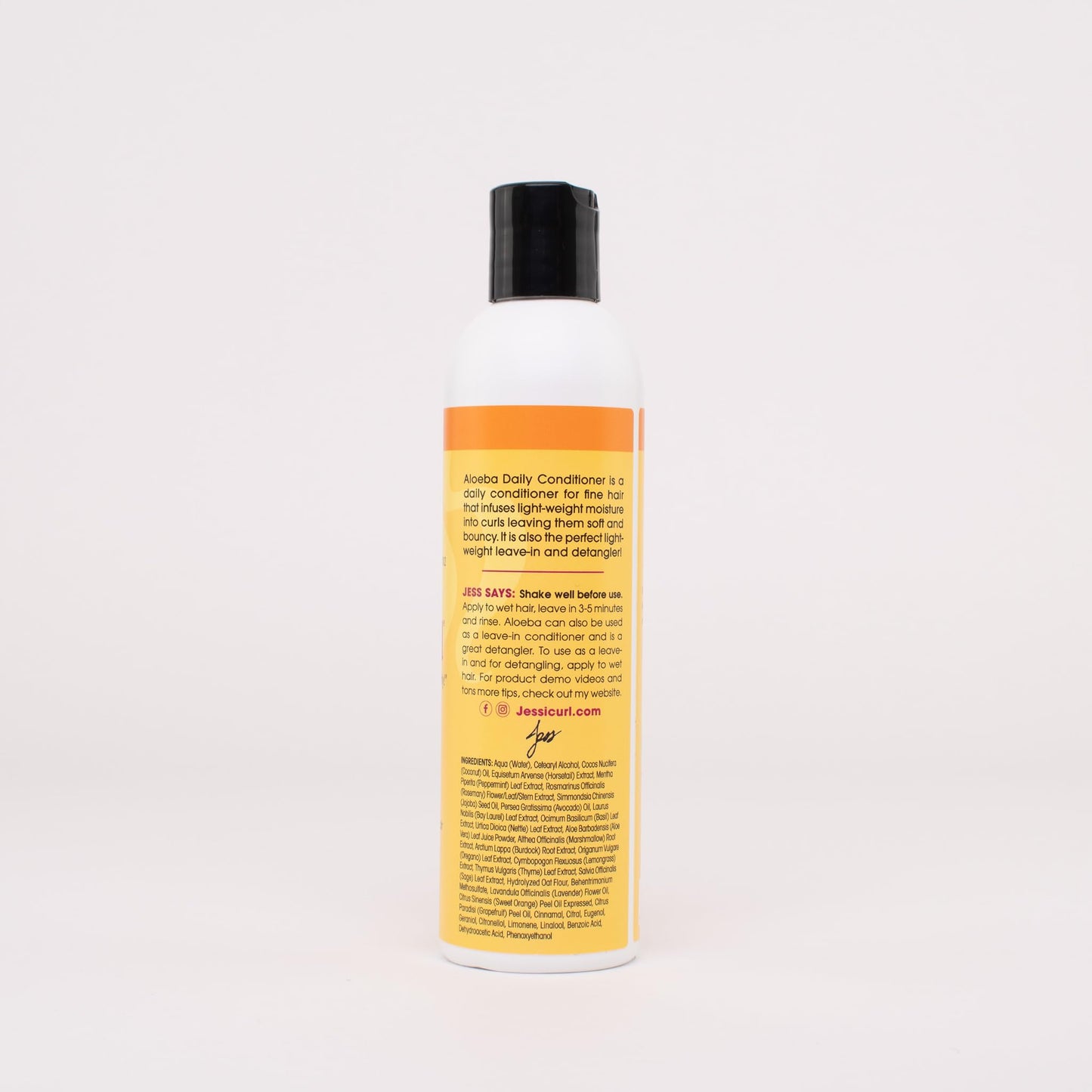 Jessicurl, Aloeba Daily Conditioner for Curly Hair, Citrus Lavender, 8 Fl oz. Leave in Conditioner and Hair Detangler for Fine Hair