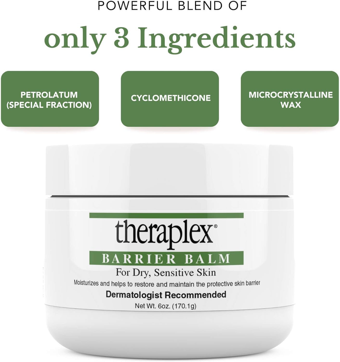Theraplex Skin Barrier Balm | Moisturizer Cream for Dry, Sensitive Skin - Hypoallergenic, Noncomedogenic - 6 Oz