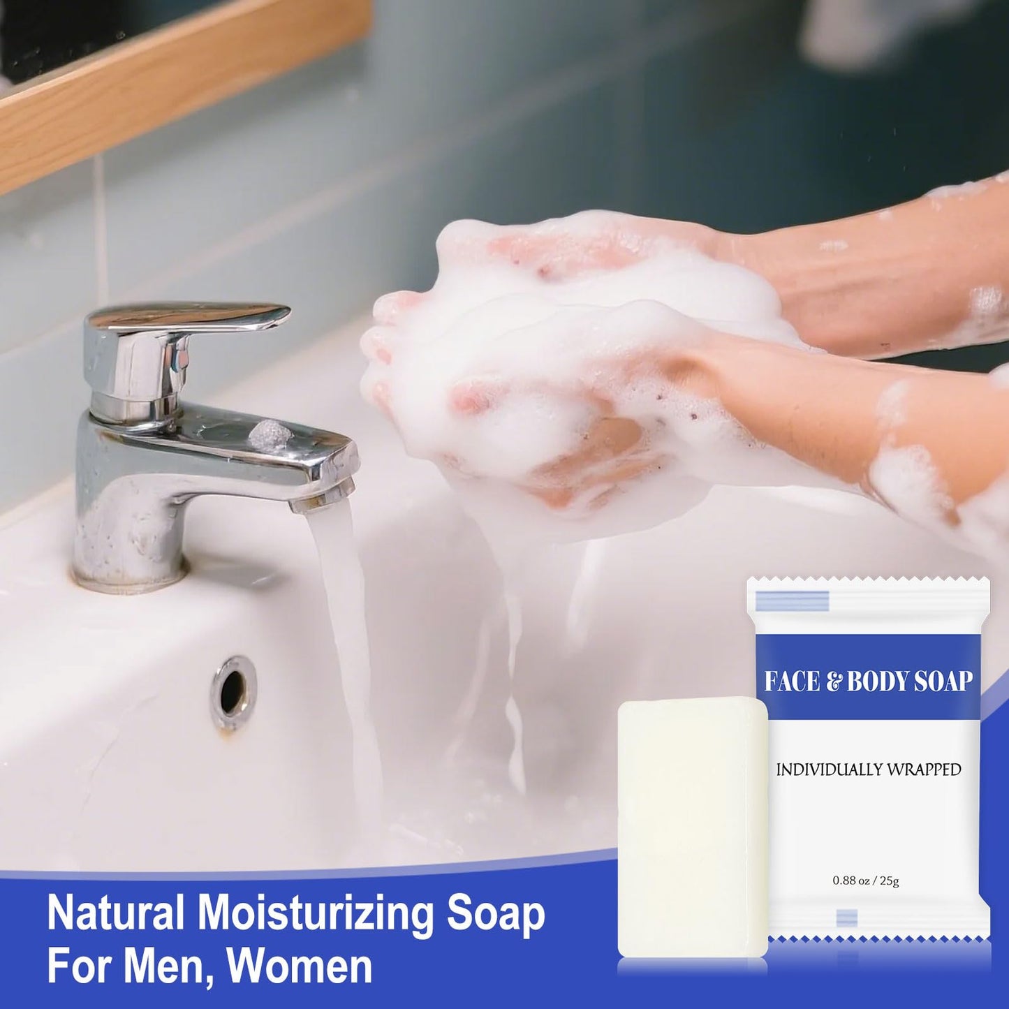 Travel Size Bars Soap in Bulk, Individually Wrapped Mini Small Body Hand and Face Soaps Toiletries Amenities for Hotel, Shelter/Homeless/Nursing Home/Charity/Motel/Guest Bathroom 0.88 oz (120 Pack)