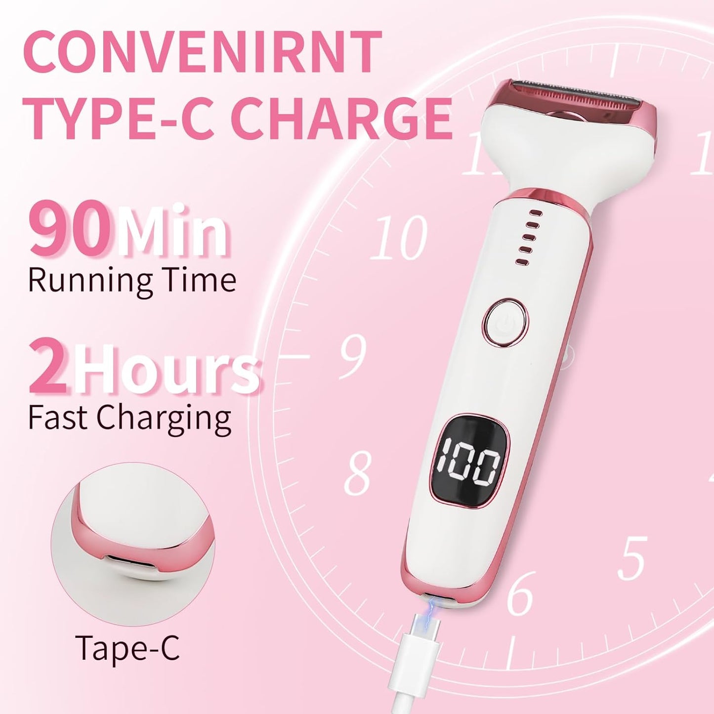 Electric Razor for Women & Men - 4-in-1 Wet & Dry Hair Removal Kit with LED Display | Rechargeable Facial & Body Groomer (Multicolor)