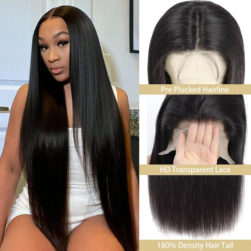 LARYNX Straight Bob Lace Front Wigs Human Hair Full 13x4 Transparent HD Lace Front Wigs Pre Plucked 180% Density Glueless Wigs Real Human Hair Wig For Women (12 Inch)