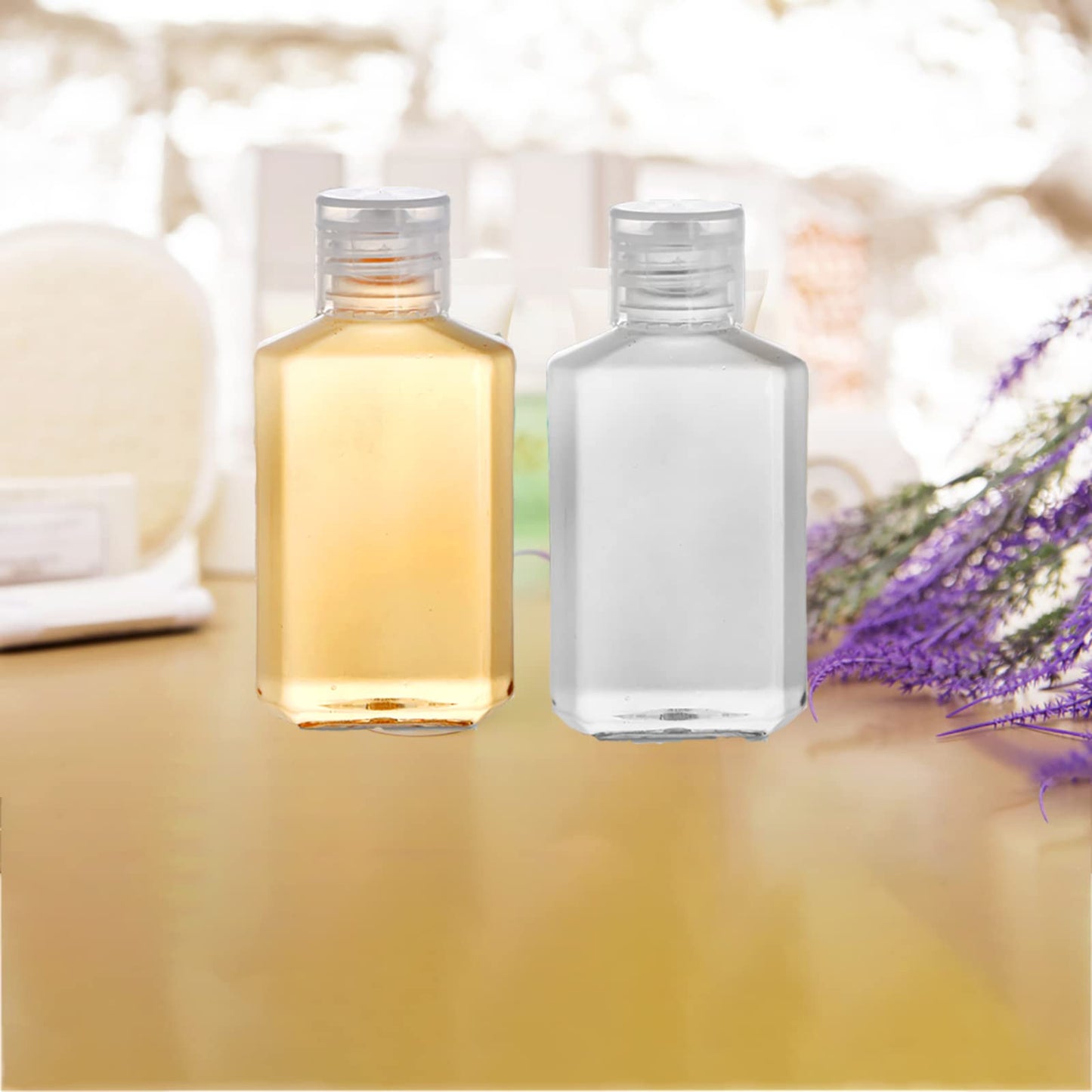 Frcctre 60 Pack 2 Oz Empty Clear Plastic Travel Bottles, Portable Refillable PET Bottles with Flip Top Caps, Travel Size Containers for Hand Sanitizer Shampoo Lotion Toiletry