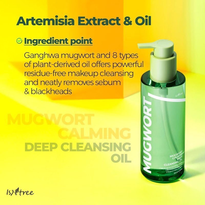 IsNtree Mugwort Calming Deep Cleansing Oil 200ml, 6.76 fl.oz | Korean Oil Cleanser for Sensitive & Oily Skin | Lightweight & Non-Greasy | Soothing & Deep Cleansing | Vegan & Cruelty-Free Skincare