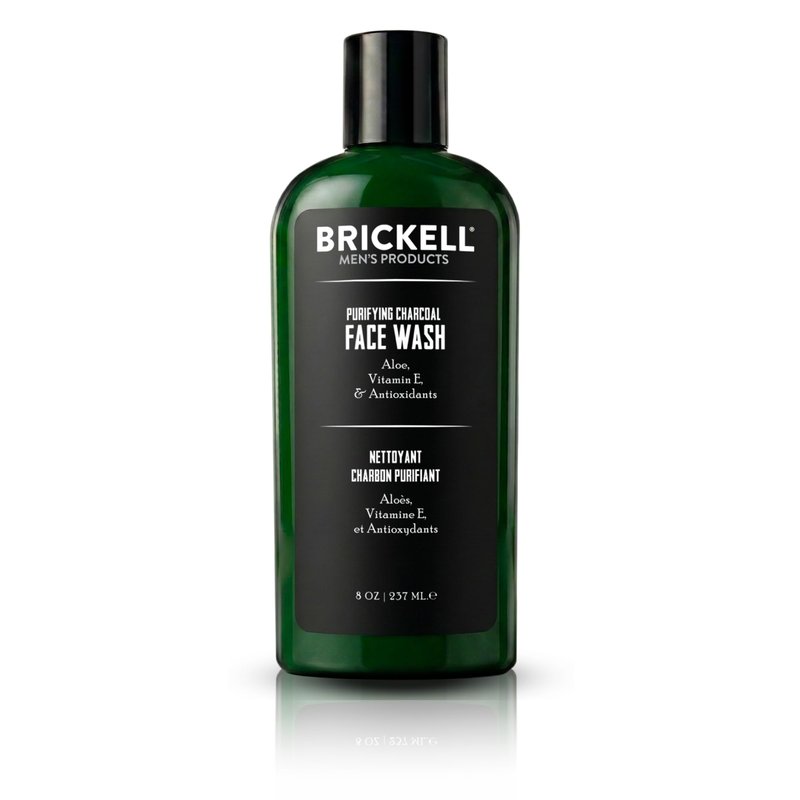Brickell Men's Purifying Charcoal Face Wash for Men, Daily Facial Cleanser, With Charcoal, VItamin E, and Hyaluronic Acid, 8 Ounce, Scented
