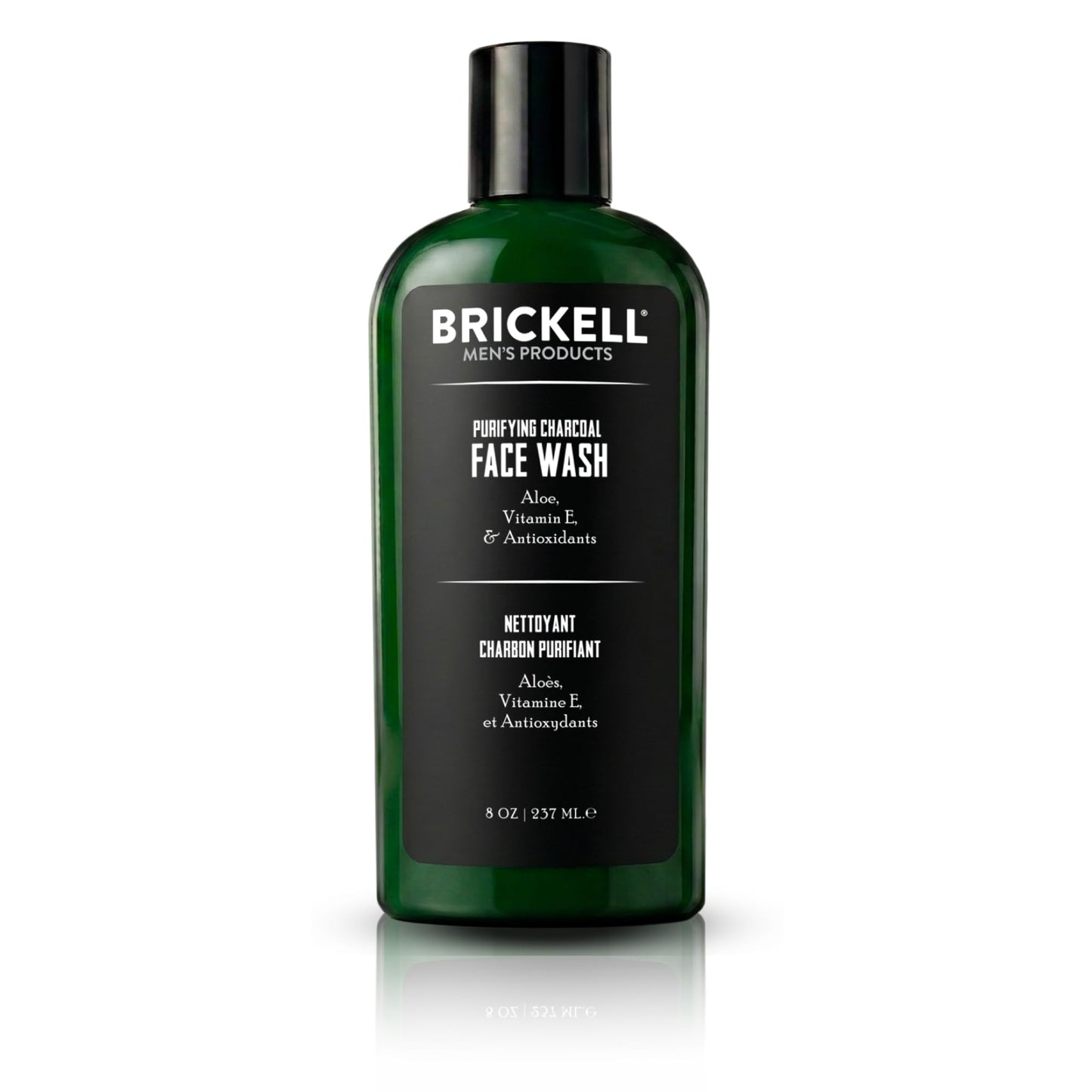 Brickell Men's Purifying Charcoal Face Wash for Men, Daily Facial Cleanser, With Charcoal, Vitamin E, and Hyaluronic Acid, 8 Ounce, Scented