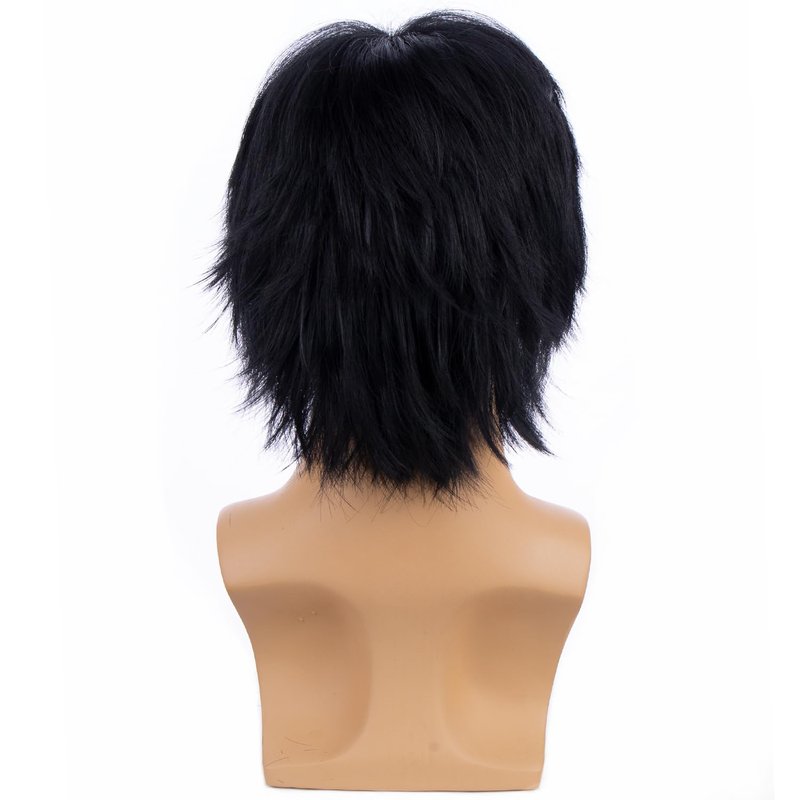 PATTNIUM Short Black Wig for Kids Boys Straight Black Wig Heat Resistant Synthetic Wig with Wig Cap