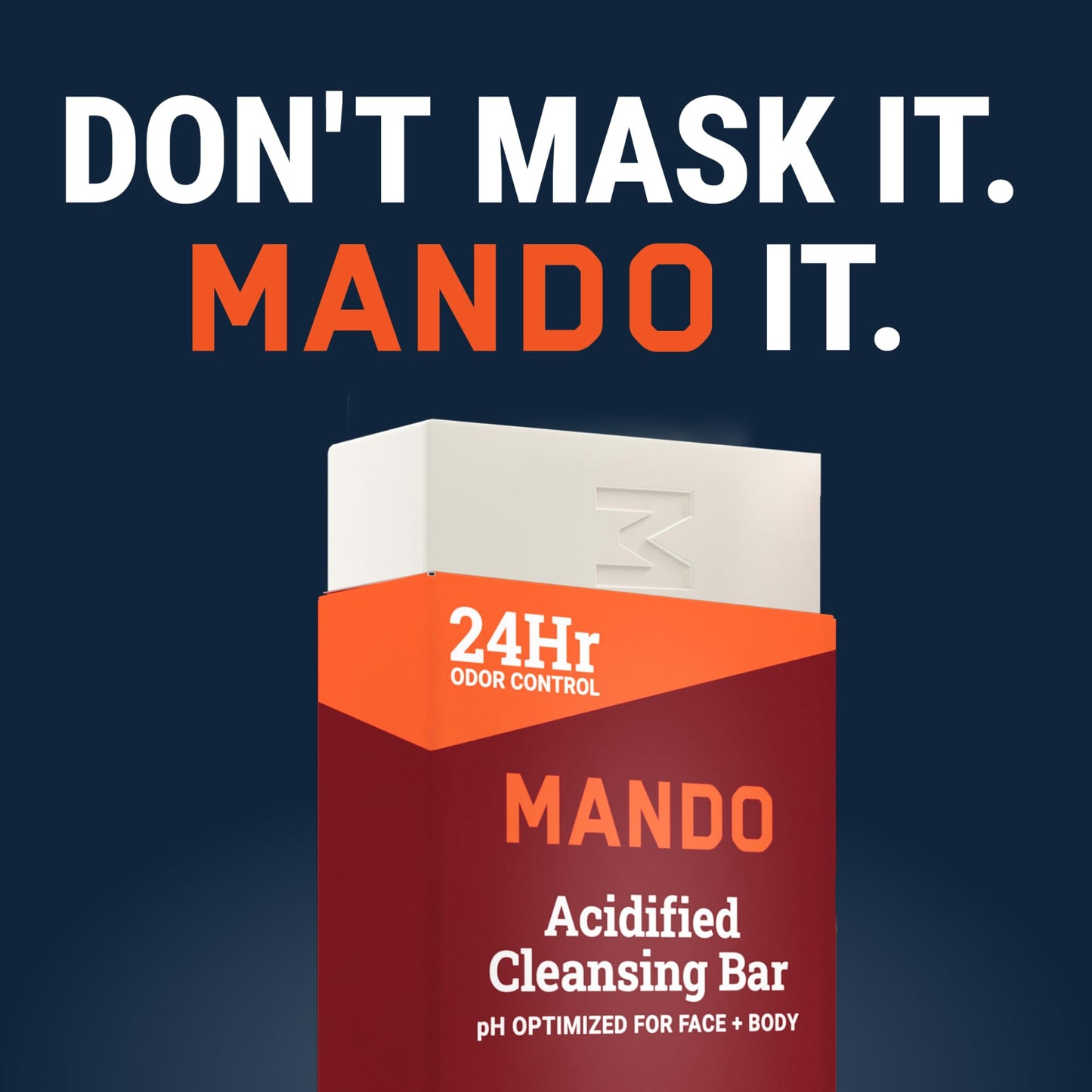 Mando Acidified Cleansing Bar - 24-Hour Odor Control - Removes Odor Better than Soap - Moisturizing Formula - SLS Free, Paraben Free - Safe For Sensitive Skin