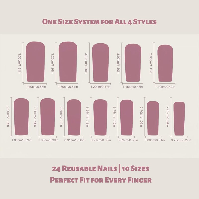 Extra Long Square Press-On Nails - 4 Box Set with 3D Designs | Stylish False Nail Tips for Women | Perfect Gift Idea