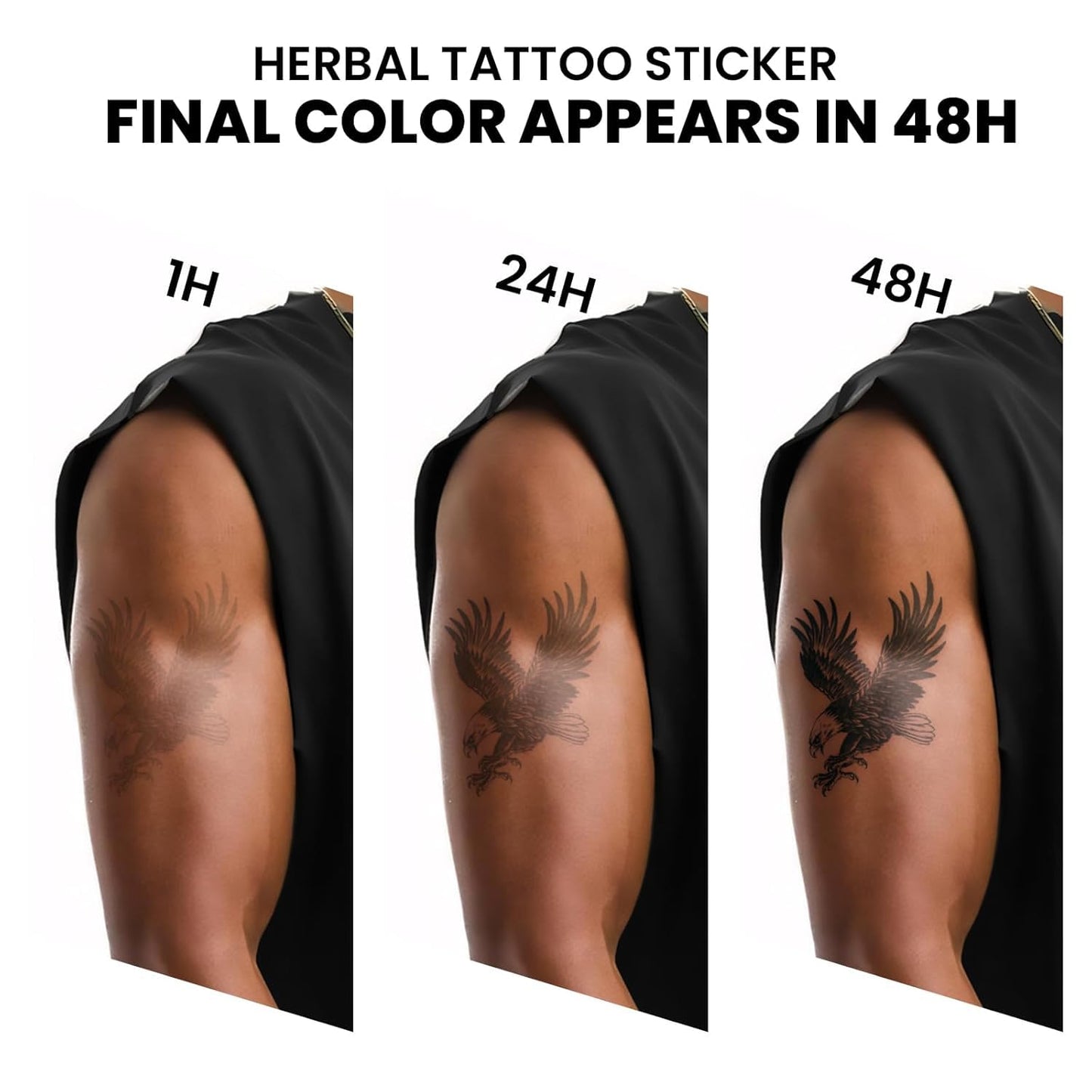UBICA Semi Permanent Tattoos, 2 Sheets Large Realistic Compass World Adventure & Lion Head Loyalty Temporary Tattoos for Men, 2 Weeks Arm Thigh Calf Fake Tattoos, Waterproof & Non-Reflective Tattoos