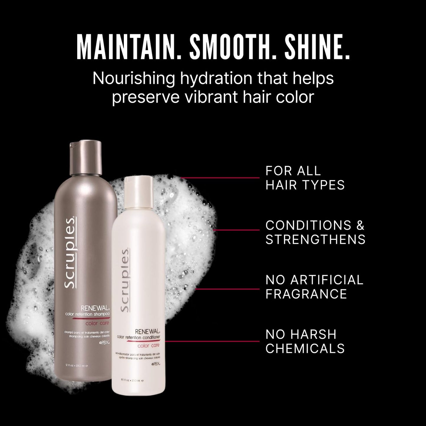 Scruples Color Renewal Duo - Gentle Shampoo (12 oz) & Conditioner (8.5 oz) for Color-Treated Hair – Maintain Vibrancy & Shine