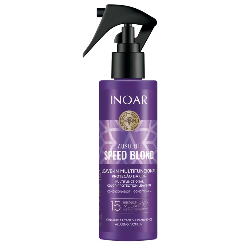INOAR Absolut Speed Blond Leave-In Treatment with Argan Oil for Blonde & Gray Hair Tone Neutralization & Hydration, 6.7 fl.oz