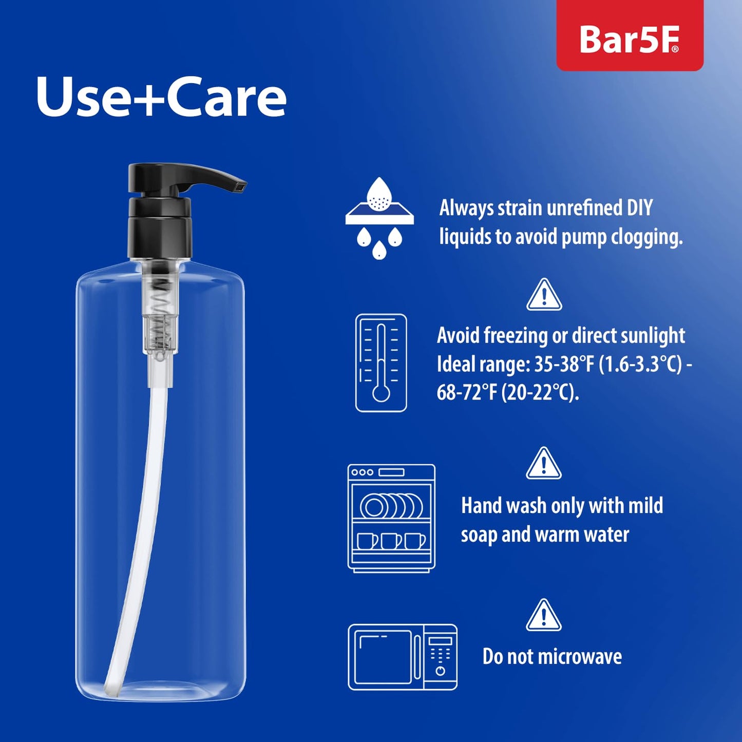 Bar5F Empty Shampoo Bottles with Pumps (32oz/1Liter/Large) BPA-Free PETE1 Plastic Bottle Crystal-Clear (Pack of 6)