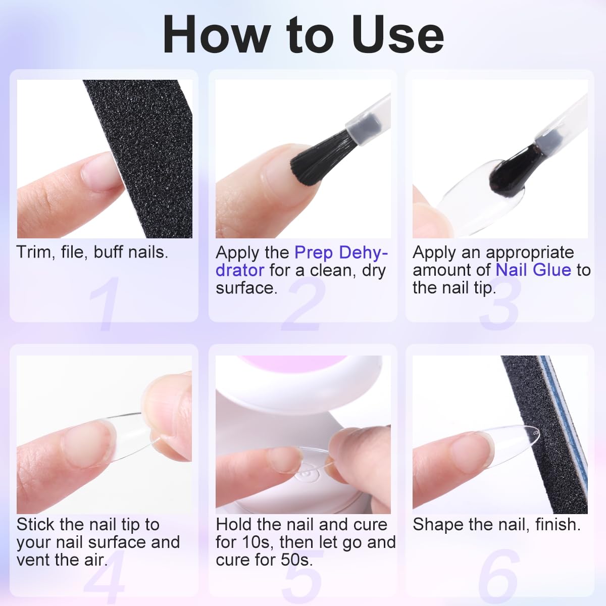 10-in-1 Gel Nail Glue & Prep Dehydrator Set - Long Lasting Adhesive for Acrylic & Press-On Nails | 15ml