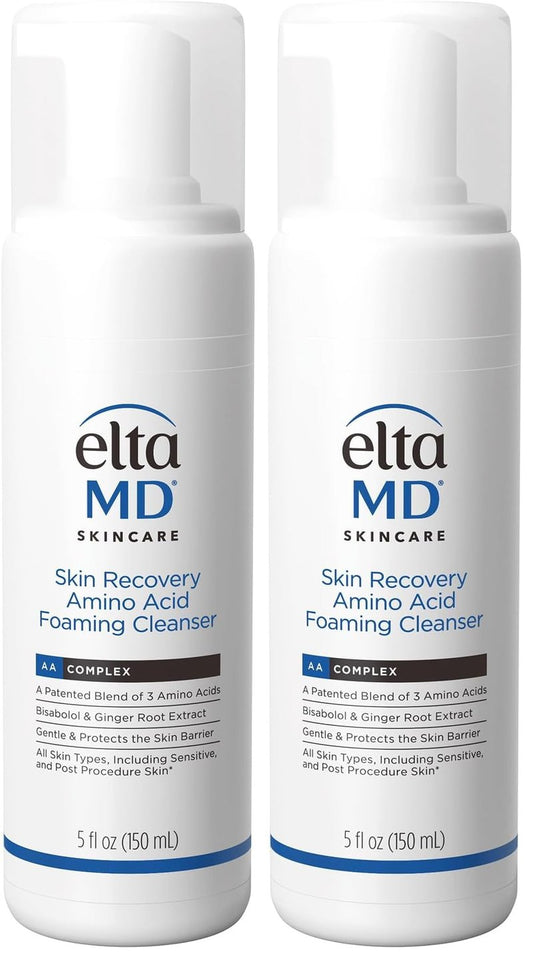 EltaMD Skin Recovery Amino Acid Foaming Cleanser,Gentle Face Cleanser for Sensitive Skin,Proven to Gently Remove Makeup & Sunscreen,Fragrance Free & Noncomedogenic,Foaming Face Wash, 5 oz,(Pack of 2)