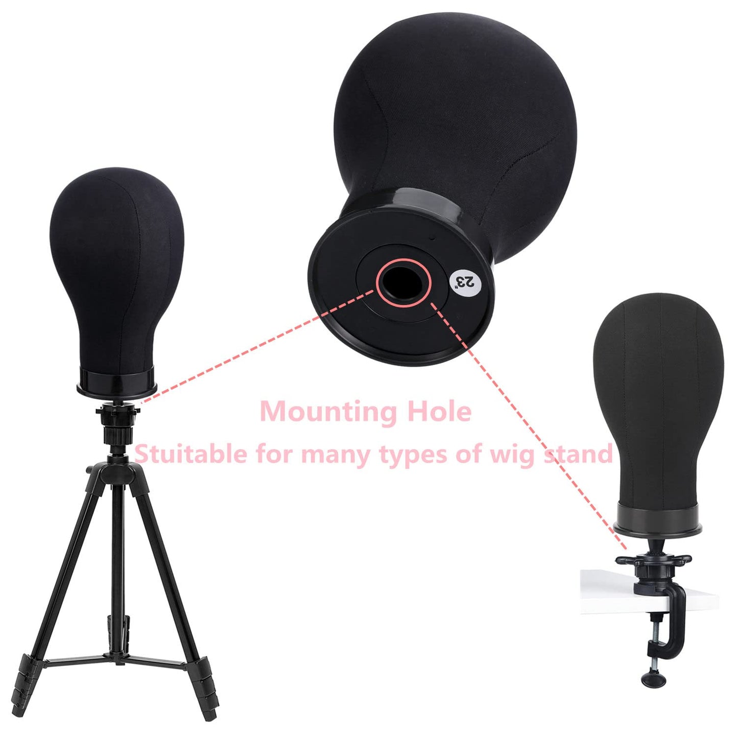 lucicass Wig Head 23Inch Canvas Block Head Wig Stand with Mannequin Head for Making Wigs Display Styling