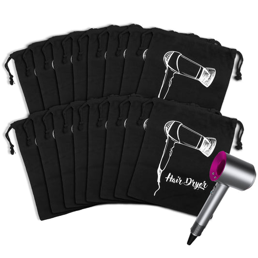Terdey Hair Dryer Bags Bulk, Hairdryers Storage Drawstring Pouch, Blow Dryer Case Container Hairdryer and Styling Tools Accessories Bags for Hotel Home Travel Bathroom 13.7 x 11.8 in（ (16 PCS Black)