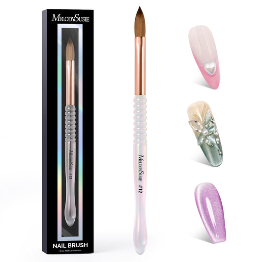 MelodySusie Kolinsky Acrylic Nail Brush, 80% Pure Kolinsky Hair, Professional Nail Brush for Acrylic Powder Nail Extension and 3D Nail Carving, Nail Art Tools for DIY Home Salon, Size 12