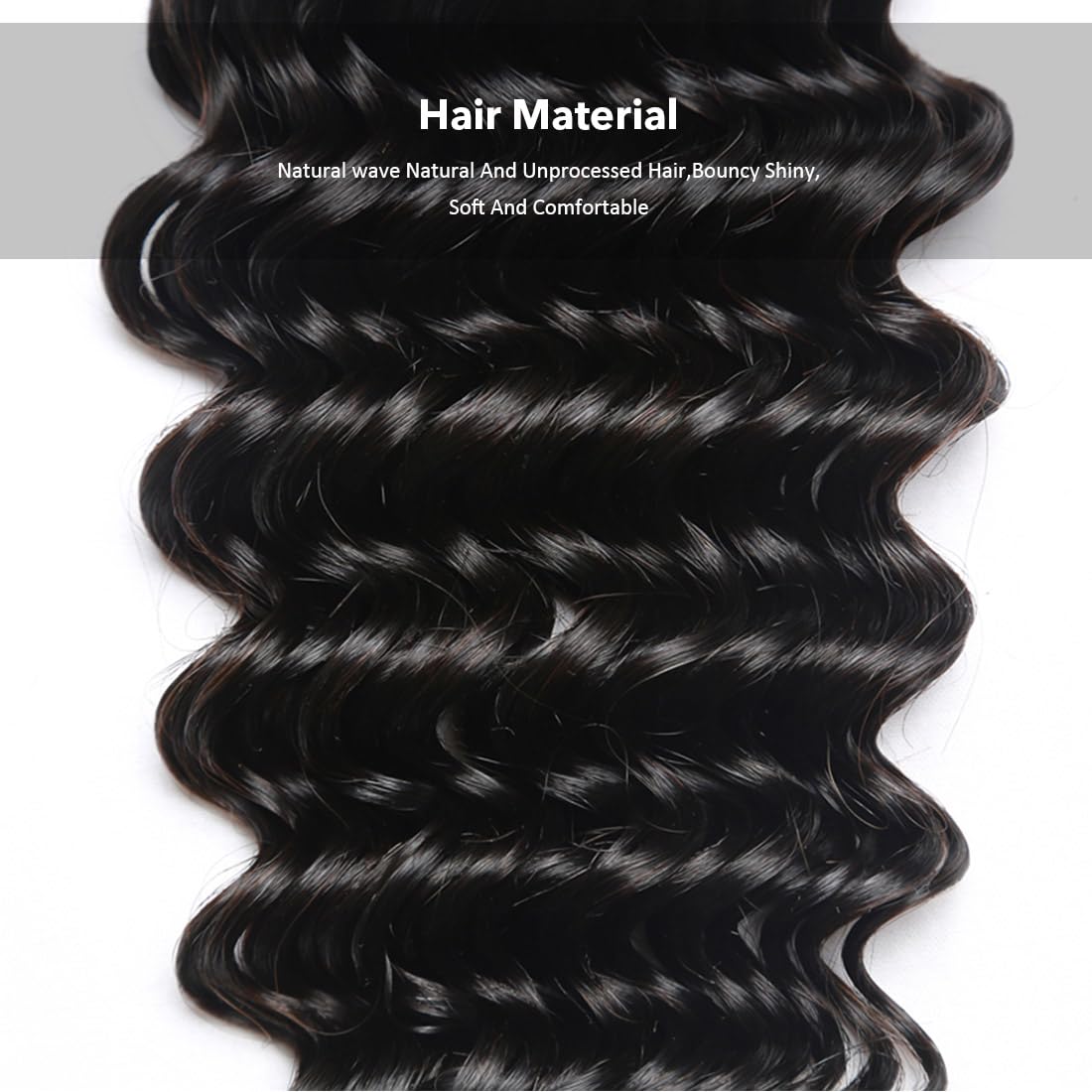 FASHION LINE Deep Wave 10inch Human Hair Bundles Natural Black Unprocessed Brazilian Curly Hair Extensions for Full Head