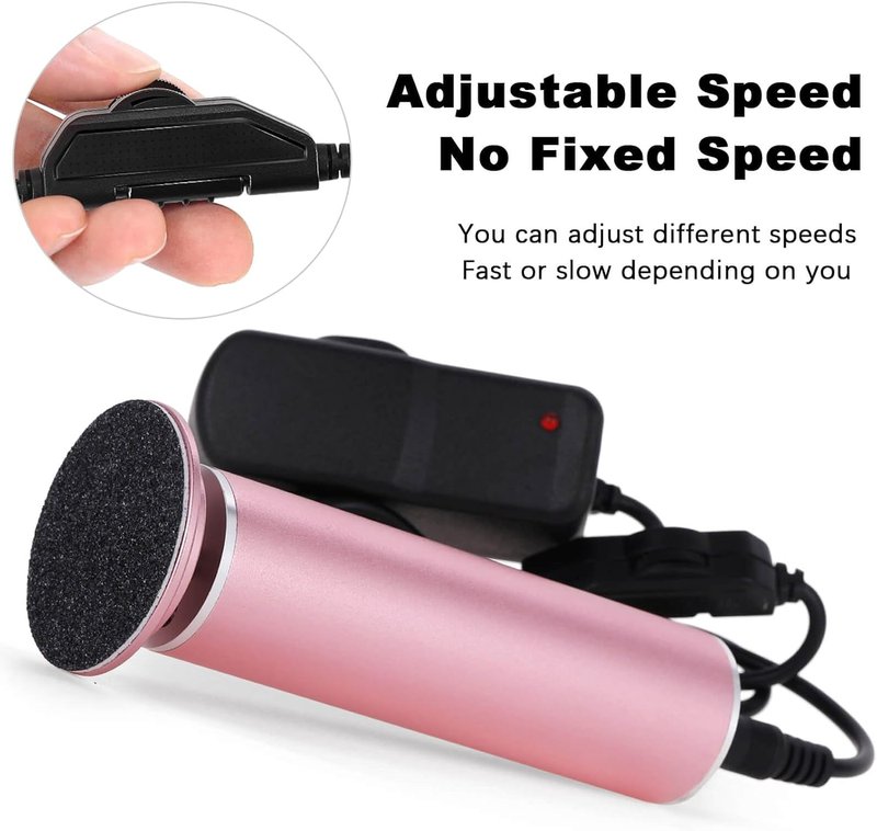 Electric Callus Remover - Adjustable Speed Foot Scrubber with 60 Sanding Discs | Pink Pedicure Tool for Dead Skin Removal